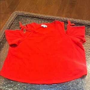 Madewell Bright Red Cold Shoulder Blouse